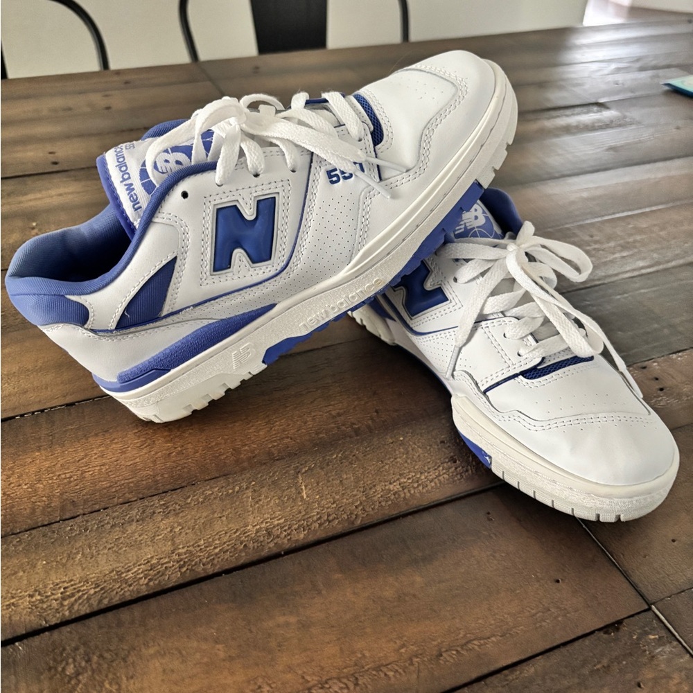 New Balance 550 White and Blue Sneakers